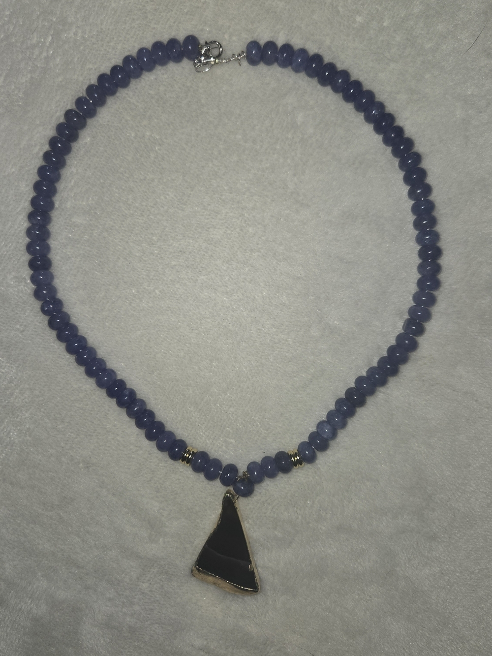 Purple Handcrafted Gemstone Beaded Necklace with vintage brown agate Pendant